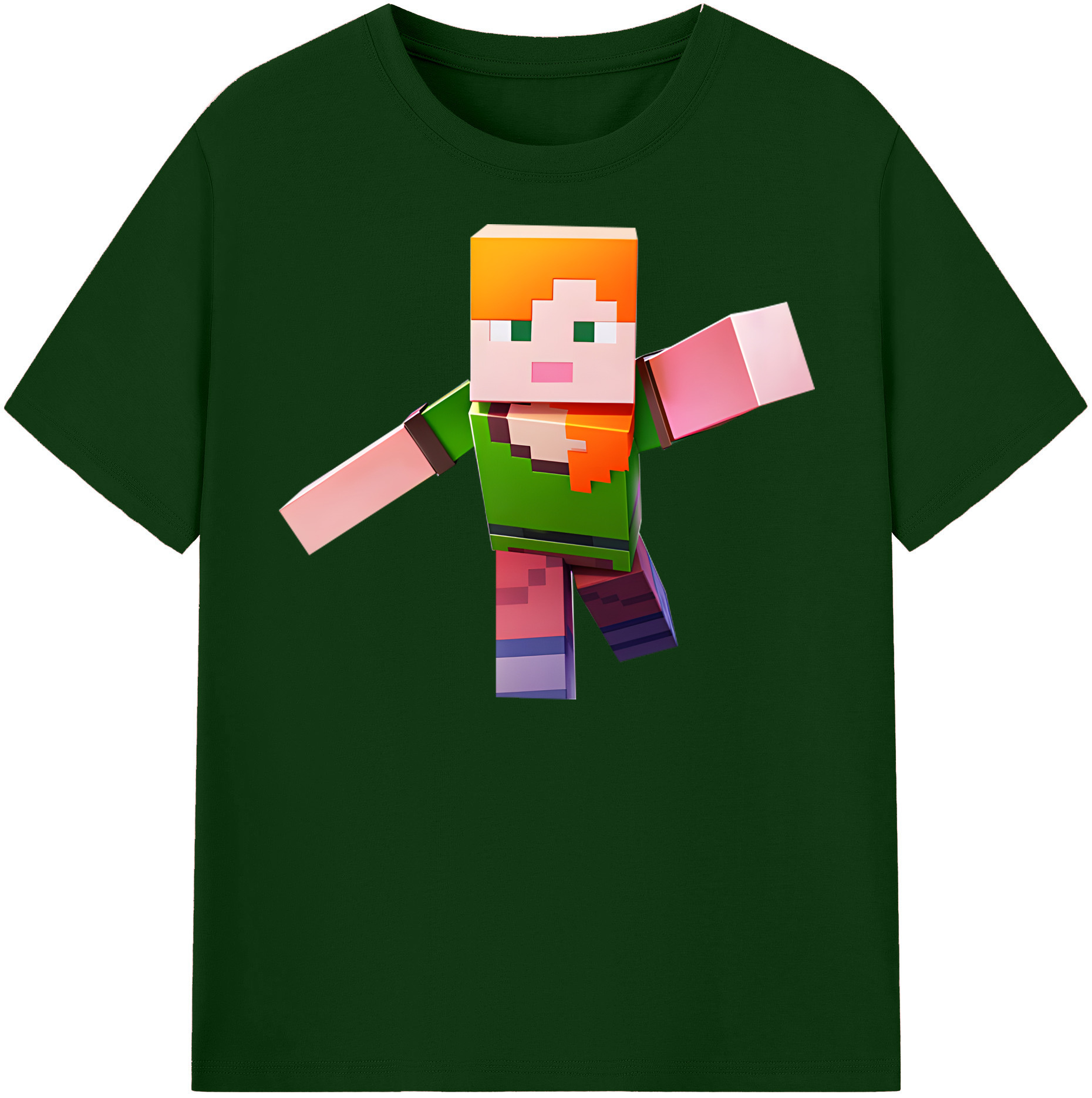 （画像用） マインクラフト ブロックの世界 Minecraft MC Block world 綿100％半袖Tシャツ（フロントプリント）